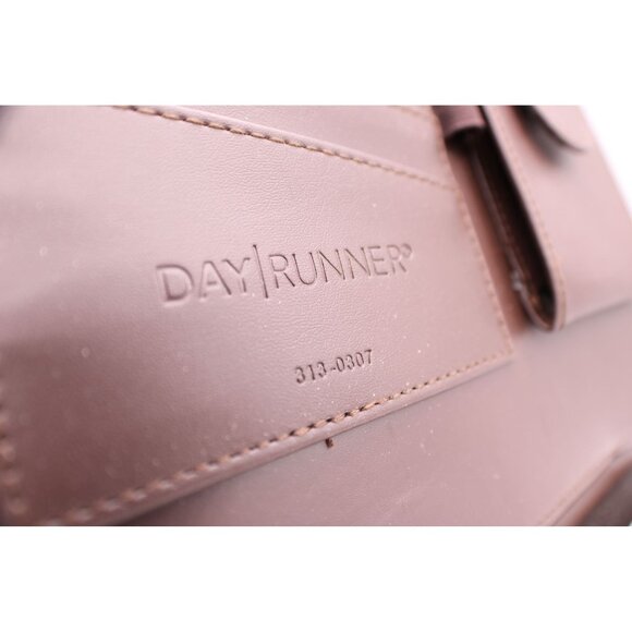 Day Runner Briefcase Planner Organizer Leather Canvas Zipper Handle Brown Green - Picture 10 of 14